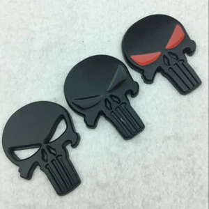 2x Metal 3D Punisher Skull Car Emblem Decals Auto Motorcycle Body Stickers Badge - Picture 1 of 19