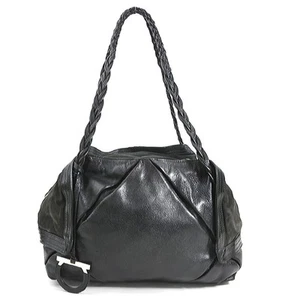 Salvatore Ferragamo Shoulder Bag Gancini Leather Nubuck Black Silver Women's w11 - Picture 1 of 5