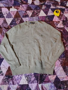 Polo Ralph Lauren Pullover Herren XL grün Pony schwerer Grobstrick Baumwolle Rundhals - Bild 1 von 8