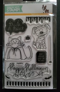 SIMON SAYS STAMP Trick or Treat Clear Stamp Set Halloween Vampir Katze Mama Hund - Bild 1 von 1