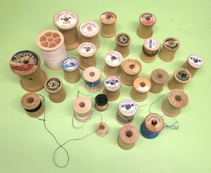28 VINTAGE THREAD SPOOLS LIBERTY CLARK'S BELDING CORTICELLI & MORE - Picture 1 of 5