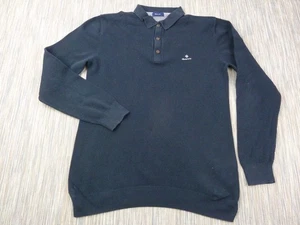 Gant Henley Jumper Navy Extra Large 100% Cotton Designer Embroidered Logo - Picture 1 of 12