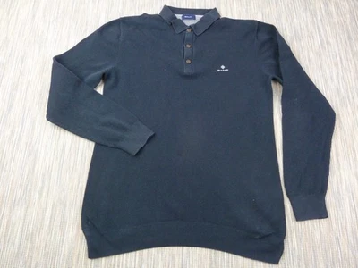 Gant Henley Jumper Navy Extra Large 100% Cotton Designer Embroidered Logo - Image 1 of 4