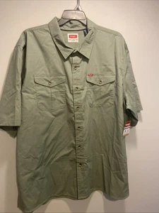 Wrangler Men's Relaxed Fit Short Sleeve Woven Button Up Shirt Size 3XL Olive - Picture 1 of 5