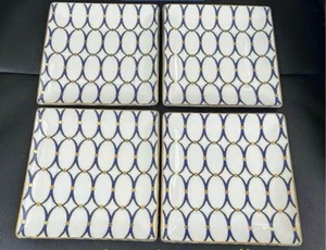 Set 4 piatti vassoio quadrato Wedgwood rinascimentale oro blu 14,5 cm - Foto 1 di 13