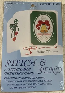 🌸 CLEARANCE! - STITCH & SEND ~ HAPPY HOLIDAYS ~ Cross Stitch Greeting Card KIT - Picture 1 of 3