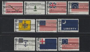 Precancels - RI - North Scituate - Type 809 - #1345-1354 Historic Flags Set - Picture 1 of 2