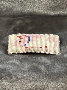 Raro fermaglio per capelli con perline semi di maiale vintage fatto a mano - Foto 1 di 2