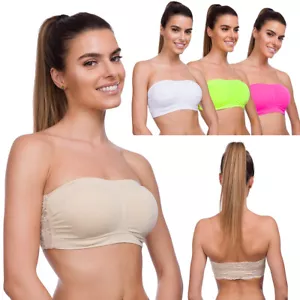 Womens Neon Padded Bra Push-Up Lingerie Elastic Lace Band Top Boobtube FG3380 - Picture 1 of 2