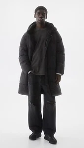 Pull & Bear Long Sleeve Puffer With Hood Black Size S; New Old Stock - Picture 1 of 8