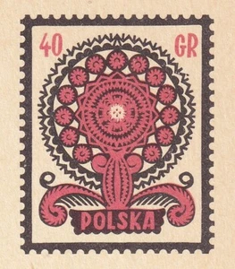 POLAND 1959 Cp#162 mint Postcard. Stylized folk cutout. - Bild 1 von 2