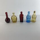 Miniature Glass Bottles Wheaton NJ  Lot 5 Red Blue Green Yellow Vintage