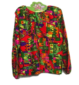 Vintage 1970s Sears Growing Girl Top Size 7 Bold Retro Tunic Neon Damage Read - Picture 1 of 9