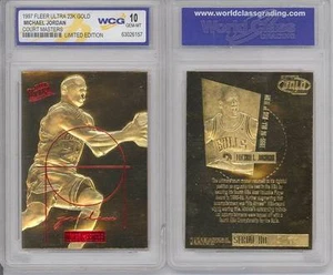 Michael Jordan 1997 Fleer Ultra Court Masters tarjeta de oro 23 quilates graduada como nueva 10 - Imagen 1 de 1