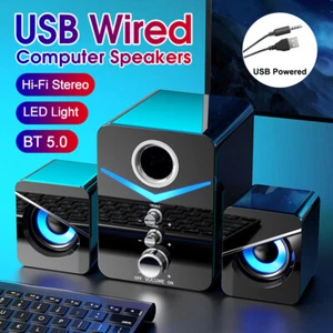 PC-Lautsprecher Bass Boxen für Computer PC Laptop mit Subwoofer USB AUX Schwarz - Bild 1 von 16