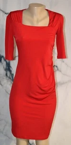 LIZ CLAIBORNE Red Sheath Dress 4 Half Sleeve Ruched Accents Lined Bust Stretch - Picture 1 of 8