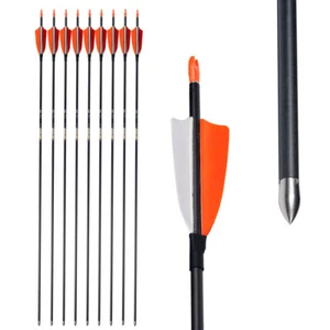 12pcs Linkboy Archery ID4.2mm spine500 Pure Carbon Arrows 3inch Turkey Feather - Picture 1 of 7
