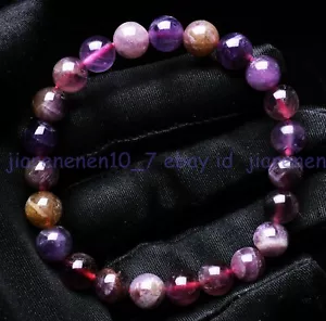 8mm Real Natural Auralite Crystal Gemstone Round Bead Elastic Bracelet - Picture 1 of 12