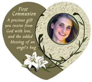 Heart shaped Photo Frame "FIRST COMMUNION" Photo size 5cm - HS67020 - Picture 1 of 1