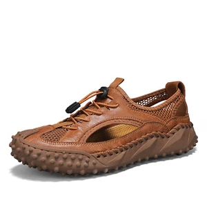 Men's Sport Sandals Summer Leather Sneaker Slip-on Causal Shoes - Picture 1 of 13