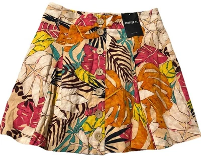 Falda corta Forever 21 floral con botones forrada en la parte delantera talla S Foto 1 de 4
