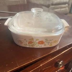 Vintage Corning Ware A-2-B WILDFLOWER 2 Quart Casserole Dish W/Pyrex Lid - Picture 1 of 12