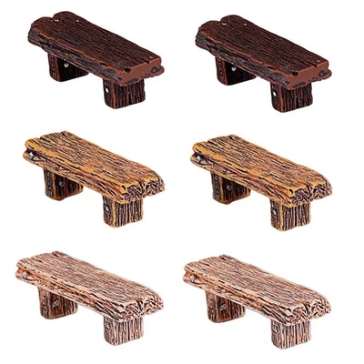 6PCS Mini Simulated Wood Stools Landscape Stools Decors Resin - Image 1 of 4