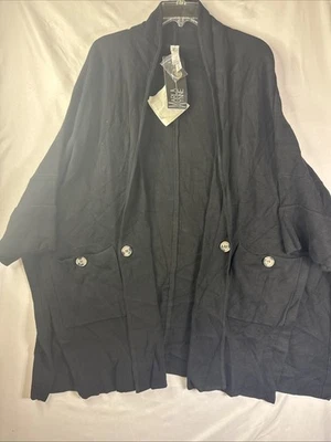 Marla Wynne Layer Collection 女式黑色短袖罗纹毛衣斗篷上衣 — 第 1/4 张图片