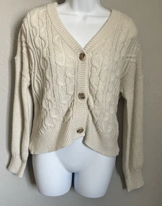 There Abouts Donna Jr. Maglione cardigan con bottoni scollo a V avorio taglia XL 16 - Foto 1 di 9