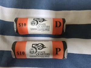 Indiana State Quarters 2002. (2 $10 rolls). Philadelphia and Denver - Picture 1 of 5