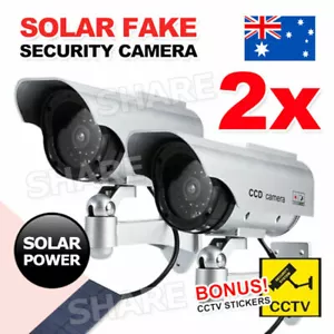 2x Solar Power Dummy Fake Security Camera Outdoor Blinking LED Light Surveillan - Picture 1 of 11