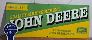 John Deere Porcelain Enamel Sign 36 x 15 Inches 1 Sided - Picture 1 of 7