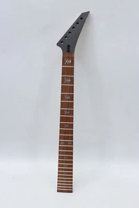 Electric Guitar Neck 24 Frets 25.5 Inch Black Head Skull Inlay Locking Nut - Picture 1 of 12