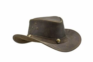 Cappello western da cowboy uomo e donna marrone in vera pelle - Foto 1 di 2