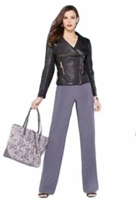 IMAN Global Chic Women's Luxury Resort Palazzo Pants Charcoal Gray XS Average NW - Picture 1 of 4