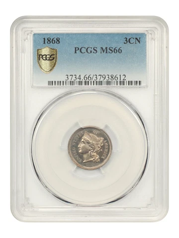 1868 3cN PCGS MS66 Cover