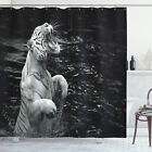 White Tiger Hunting in Water Beast Exotic Unique Wild Picture Shower Curtain Set
