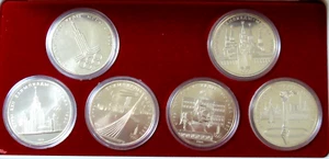 Rusia 1980 Moscú Juegos Olímpicos 1 Rublo Prueba Moneda Conmemorativa Juego de 6 Caja - Imagen 1 de 4