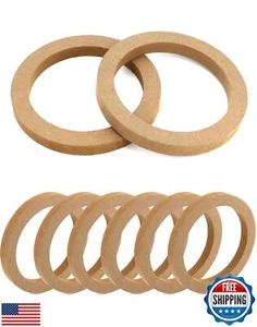 QWORK Anneaux d'Espacement Haut-Parleur en Bois, 8 Pcs 6,5" Voiture MDF Anneau de Haut-Parleur, MDF Tweet - Photo 1/5