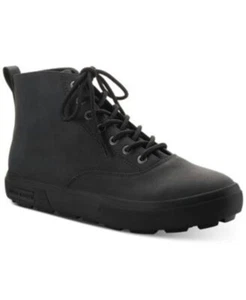 SUN+STONE Men's Gunner Faux-Leather Lace-Up Boots, Black, Size 8.5M - Picture 1 of 7