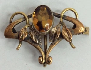 Vintage Victorian Nouveau Fancy Uhrenhänger Blätter Citrin F A Ux Stein (v24) - Bild 1 von 5