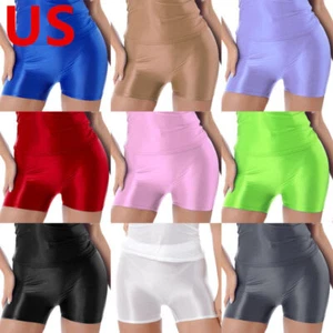 Pantaloncini donna setosi olio lucido palestra attiva allenamento yoga fit compressione booty - Foto 1 di 58