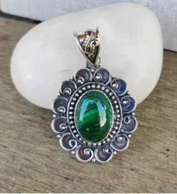 925 Пробы ручной работы красивый малахит драгоценный камень дизайнерский кулон SD70 - Изображение 1 из 4