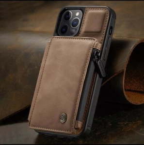 For iPhone 11 Pro Max Leather Wallet Card Holder Zipper Case Cover - Picture 1 of 7