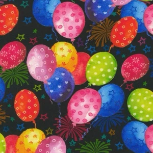 Fat Quarter Robert Kaufman Happy Day Fiesta Balloon Celebration Cotton Fabric - Picture 1 of 4