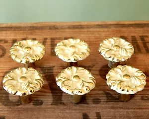 Vintage Set 6 x Mid Century MCM Retro Drawer Pulls Handles Knobs Ornate H7 - Picture 1 of 7
