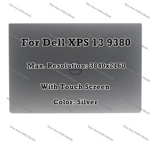 13" Dell XPS 13 9380 UHD LCD Complete Assembly Display Touch Screen Silver FD6NC - Picture 1 of 7