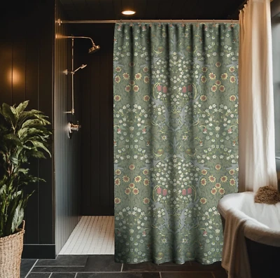 William Morris Blackthorn Floral Cottagecore Shower Curtain #2, Vintage Style - Image 1 of 4