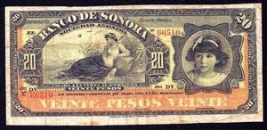 MEXICO 20 Pesos 1899 - 1911 BANCO DE SONORA P-S421r - Picture 1 of 2