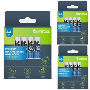12 x UNIROSS AA 2700mAh NiMH Rechargeable Batteries Pre Charged - LR06 HR06 ACCU - Picture 1 of 5